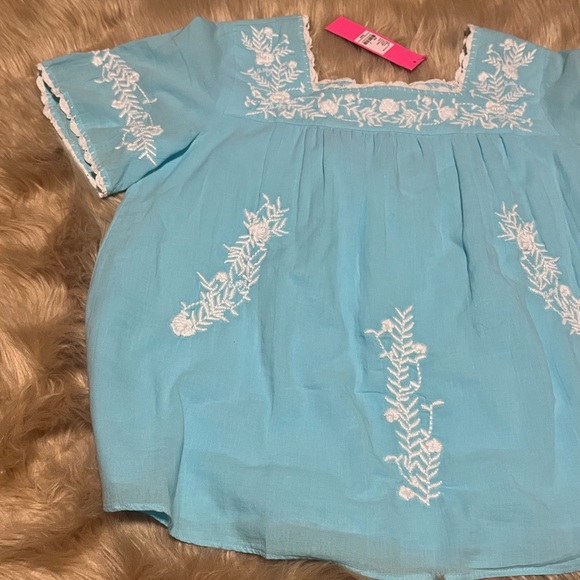 Lilly Pulitzer Tamryn | Blue Ibiza | Short Sleeve Blouse - Picture 2 of 7